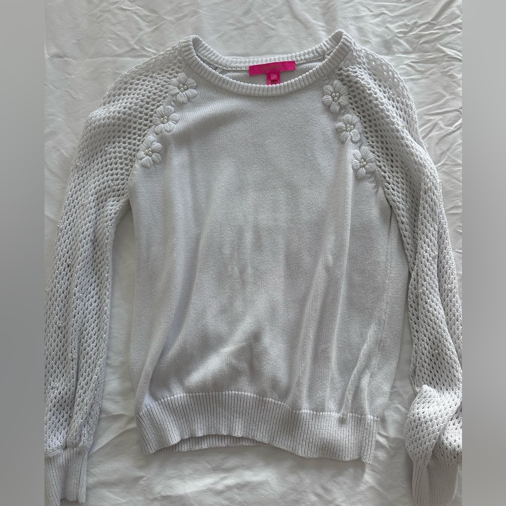 Lilly Pulitzer White Faira Pearl Sweater